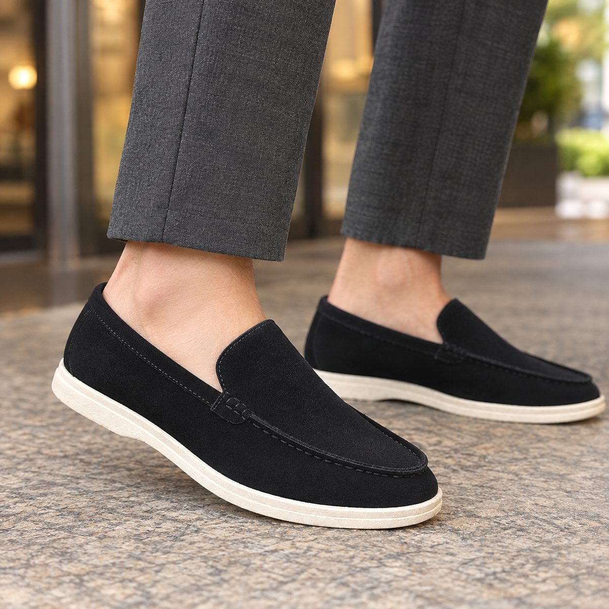 Men's Suede-Effect Slip-On Loafers