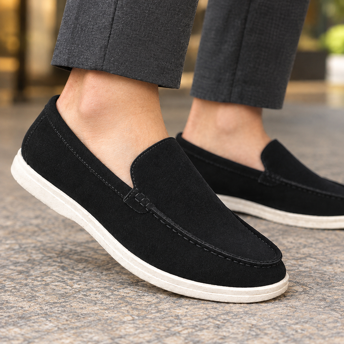 Men's Suede-Effect Slip-On Loafers