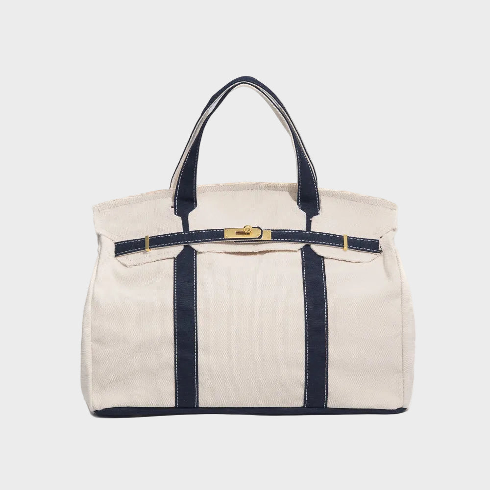 Women's Canvas Turn-Lock Top Handle Tote Bag