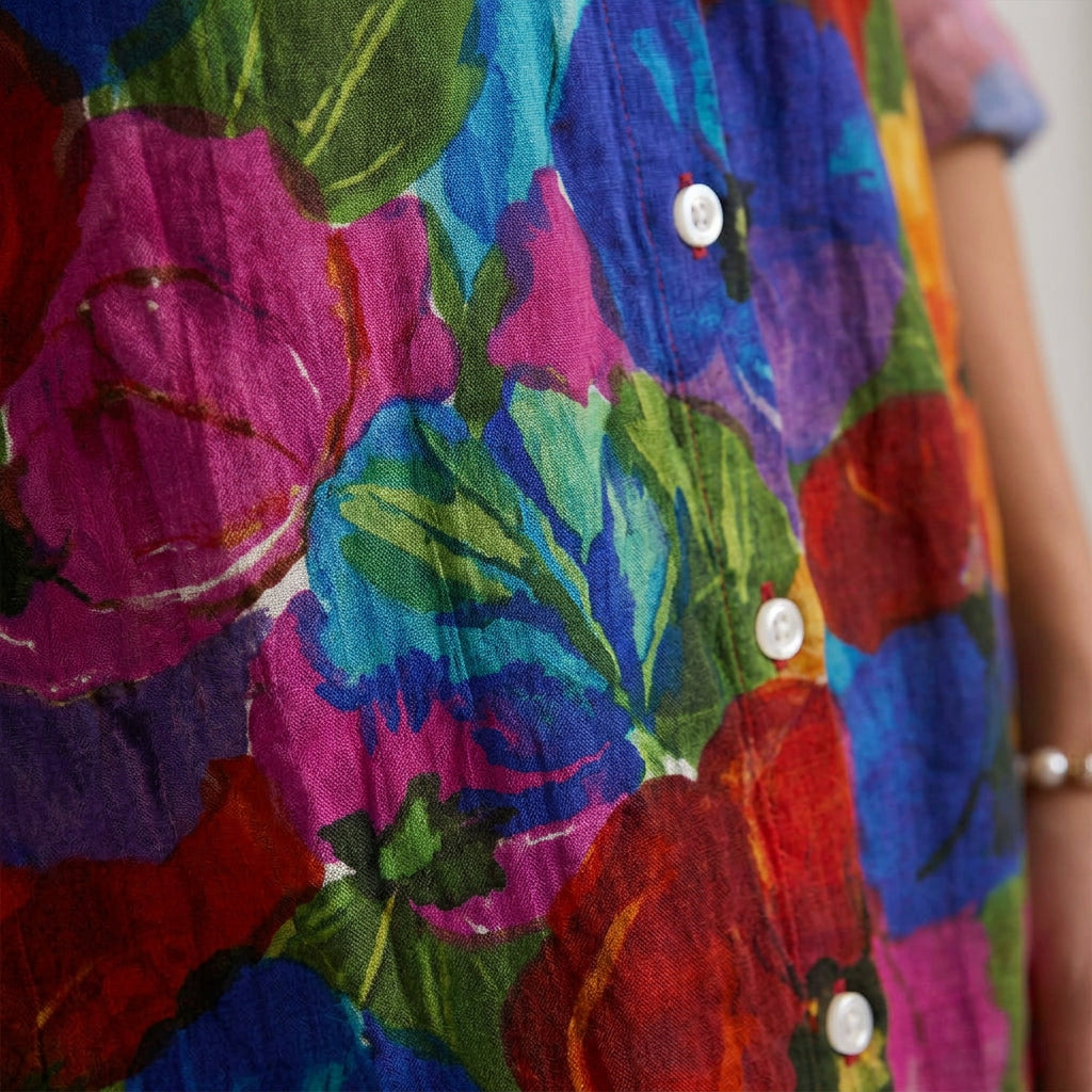 Women’s Printed Button Up Shirt – Long Sleeve Collared Blouse Style