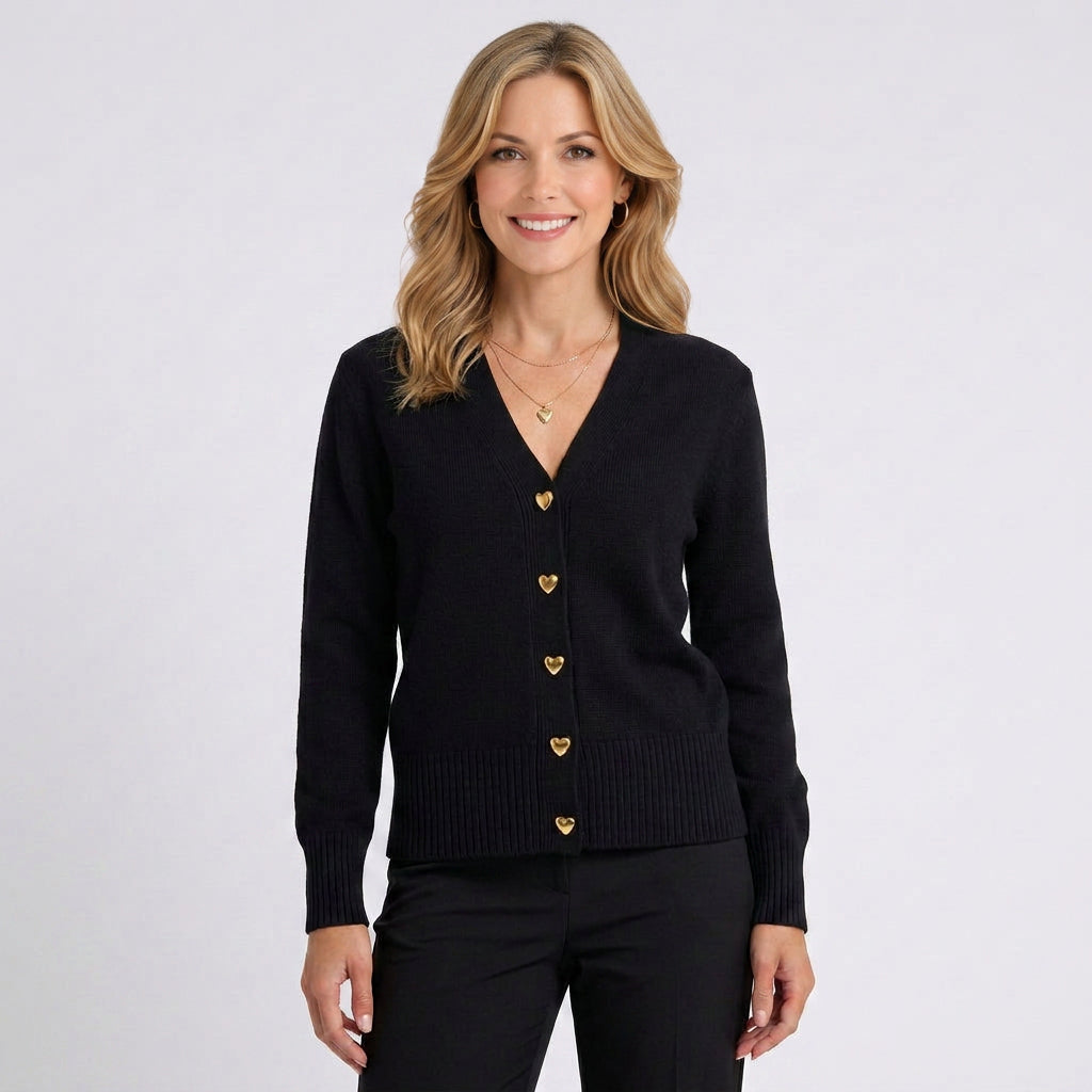 V-Neck Cardigan – Button Front Soft Knit Style